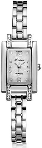 Pinkashop Couple Watch,Women Unique Love His-And-Hers Watch Stainless Steel Band square Dial Chain Bracelet Analog Quartz Wrist Watch for Women (Sliver+White)