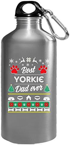 Best Yorkie Dad Ever Ugly Christmas Sweater Style Gifts - Water Bottle