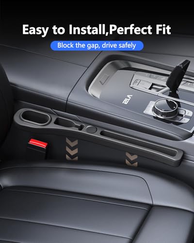 Homaupt Car Seat Gap Filler, 2 Pack PU Leather Fill The Gap Between Seat and Center Console, Seat Crevice Blocker Stop Things from Dropping, Universal Vehicle Interior Accessories Black