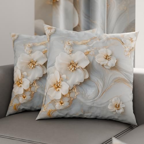 PETTI Italian Artisans - Pair of 65x65 cm Microfiber Cushion Covers, Decorative Pillows for Bedroom, Sofa, Living Room, Set of 2 Cushion Covers, Floral Pillow Case 06 1, 100% Made in Italy