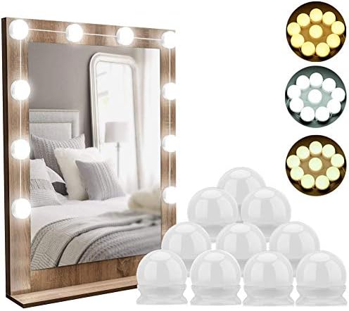 Werded LED Makeup Mirror Lights, 10 Bulbs Hollywood Style LED Vanity Mirror Lights Kit with USB Cable, 3 Colors Dimmable and 10 Level Brightness for Makeup Vanity Table Set in Dressing Room