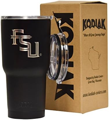 Kodiak Coolers Florida State 30 oz (Black) NCAA Engraved Vacuum Insulated Tumbler Two Lids - Stainless Steel Double Wall - Thermal Coffee Travel Cup Rambler Mug - Compare to Yeti - Ice Over 24 Hours