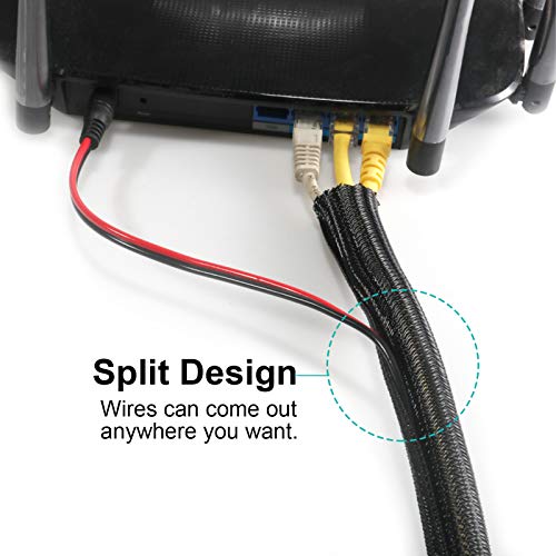 25 Feet 1/2 inch Cord Protector Split Wire Loom Braided Cable Sleeve