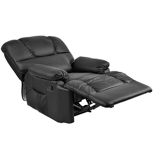 Massage Recliner Chair with Heat and Vibrating, Gentleshower Full Body Leather Massage Chair with Control Black Sofa Chair Recliner for Living Room - Thumbnail 3