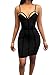 TOB Women's Sexy Bodycon Spaghetti Strap Sleeveless Patchwork Mini Club Dress Black