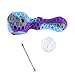 Indestructible Honeycomb Silicone Straw with Cleaner Cover and Decorative Bowl Interior (Purple, Blue, White)