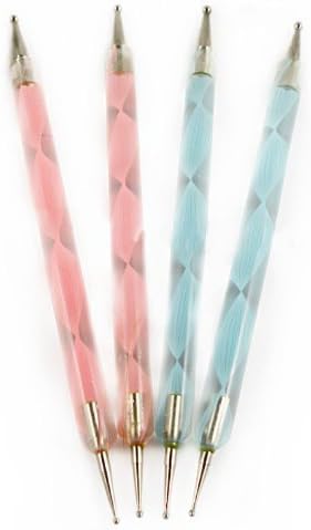 RELINDA (TM) 2-Ways Marbleizing Nail Art Dotting Pen, 4 PCs