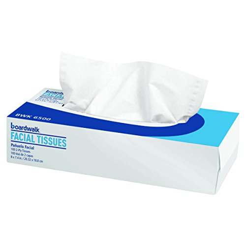 Boardwalk 6500 Office Packs Facial Tissue, Flat Box, Box of 100 Sheets (Case of 30 Boxes)