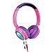 Contixo KB-300 Kid Safe Over The Ear Wireless Bluetooth LED Headphone w/Volume Limiter, Built-in Microphone, Micro SD, FM Stereo Radio (Pink + Purple) - Best Gift