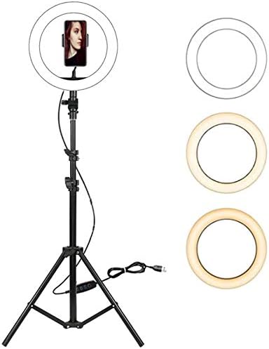 10” LED Selfie Ring Light, Dimmable LED Ring Light with Tripod Stand & Cell Phone Holder, LED Fill Light Desktop Beauty…