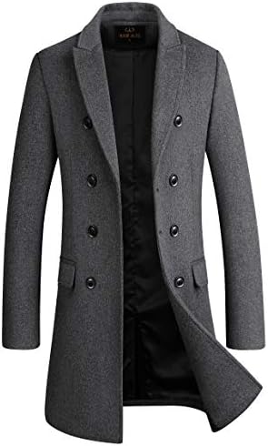 Men's Premium Wool Blend Double Breasted Long Pea Coat