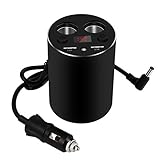 DYTesa Explosion-Proof Dual USB Port Car Cup Charger with Dual 80W Cigarette Output,LED Display,45CM Cable