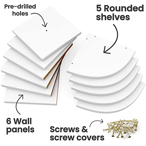 Greenco 5Tier Corner Shelves, Floating Corner Shelf, Wall Organizer