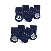 Nothing But Love Pets Toy/Small Dog Non Slip 2 sock packs (8 pcs) For Yorkie Pom Maltese Chihuahua (Small size, blue, dotted)