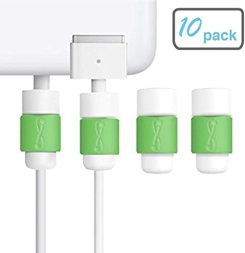 LimitStyle Charging Cord Saver Protector for MagSafe (for MacBook Pro and MacBook Air - Protective for Apple Macbook power Cables (Green, 10 Pack)