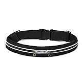 Manzoo Top Fit Running Belt Waist Bag Fanny Pack with 2 Zipper, Water Resistant Pouch Comfortable Fit Most Mobile Phones