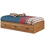 South Shore Prairie Collection Twin Bed with Storage – Platform Bed with 3 Drawers – Country Pine Finish