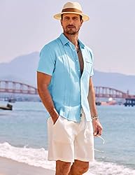 COOFANDY Mens Beach Shirts Short Sleeve Button Up