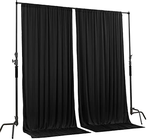 AK TRADING CO. 10 feet x 10 feet IFR Polyester Backdrop Drapes Curtains Panels with Rod Pockets - Wedding Ceremony Party Home Window Decorations - Black