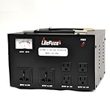 LiteFuze 5000 Watt Voltage Converter Transformer Heavy Duty Regulator Meter - Step Up/Down - 110/120/220/240 Volt - Fully Grounded Cord - Universal Output Sockets