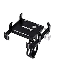 Soporte de manija para bicicleta de diseño de funda gruesa Soporte de manillar para cualquier teléfono celular con OtterBox Funda protectora para iPhone, XXR Xs máx 8 8s 7 Plus Samsung Galaxy S10 S9 S8 Nota 10 9 (Metal Negro)