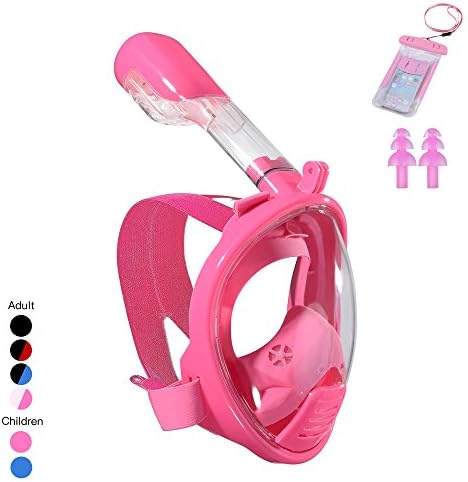Lexbo Easy Breath 180 Full Face Snorkel Mask for Diving and Swimming with Dry Snorkeling Design, for Adults and Kids, See More with a Larger Viewing Area