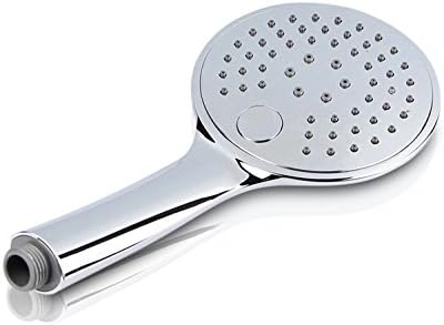 Only Handheld Shower Head 3 Setting XL 12CM Round 1.5GPM Multifunction Pushbutton Water Saving Sprayer Big Thin Universal Standard Polished Chrome Rainhead