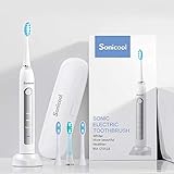 Electric Toothbrush, Rechargeable Electric Sonic Toothbrush for Adult 48000 VPM, SONICOOL Toothbrush 2 Minutes Timer 3 Brushing Modes with 4 Replacement Heads IPX7 Waterproof    
