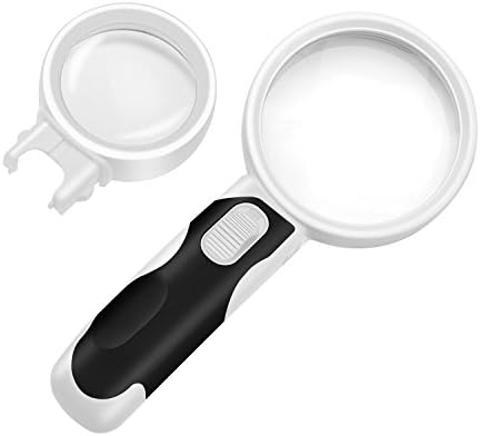 YouVogue Illuminated LED Handheld Magnifying Glass Set-5X 10X High Magnification Power--Lighted Magnifier for Seniors Reading, Jewelry Loupe,Watch /Computer Repair, Hobbies &amp; Stamps,Crafts