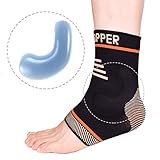 Thx4 Copper Infused Compression Ankle Brace, Silicone Ankle Sleeve Support, Pain Relief from Plantar Fasciitis, Achilles Tendonitis- Reduce Foot Swelling & Prevent Ankle Injuries-M