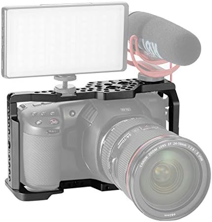 Camera Cage Compatible for BMPCC 4K & 6K Video Rig for Blackmagic Design Pocket Cinema Camera 4K & 6K with Universal 1/4" 3/8" Cold Shoe Mount
