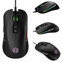 Powerfulline Gaming Mouse with 7 Keys 1600DPI-[Adopts Optical Technology Support Macro Programming]-[Cool RGB Light Effect] Ergonomic Game USB Computer Mice RGB Gamer Desktop Laptop PC Gaming Mouse