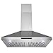 FireBird European Style Wall Mount Stainless Steel Range Hood Vent with Touch Sensor Control and Baffle Filters (30 in.)