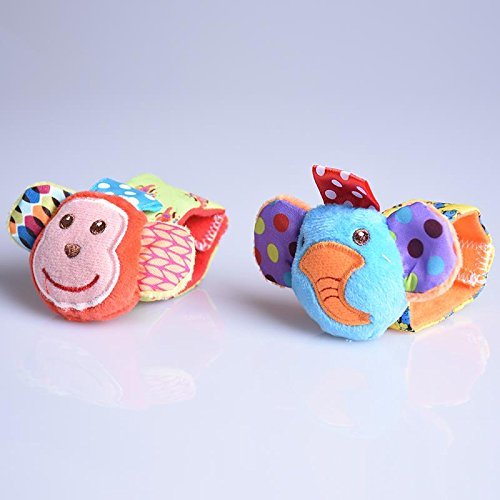 image for Happy Monkey Baby Wrist Rattles and Foot Finders Set High Contrast Inf