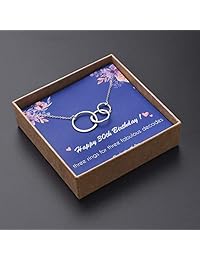 IEFLIFE Circle Necklace Birthday Gifts for Women - Happy Birthday Necklace Gifts for Grandma Mom Birthday Gifts Interlocking Circles Necklace 30th 40th 50th 60th 70th 80th Birthday Gifts for Women