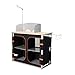 KingCamp Outdoor Portable Cook Station Multifunctional Camping Kitchen Natural Bamboo Oversized Quick Open Easy To Clean Cooking Table with Storage Organizer, Windscreen Hooks for BBQ.