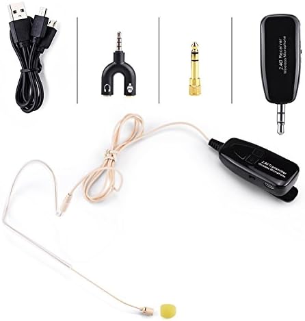 2.4G Wireless Headset Microphone 40m Stable Wireless Transmission, For Voice Amplifier, Smartphone iPad Camera Voice Recording, Out Speaker, Karaoke, PA System (headset recording microphone)