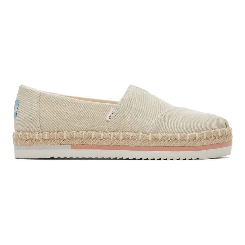 TOMS Women’s Alpargata Platform Rope Loafer Flat, Natural Heavy Twill, 5.5