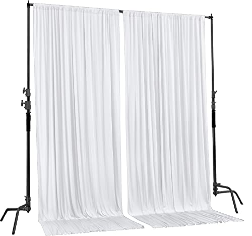 AK TRADING CO. 10 feet x 10 feet Polyester Backdrop Drapes Curtains Panels with Rod Pockets - Wedding Ceremony Party Home Window Decorations - White
