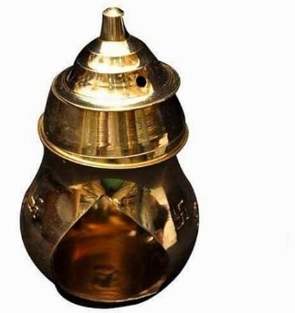 ASTROGHAR 6-inch Brass Aroma Incense Burner (Multicolour)