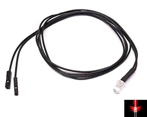 mod/smart Tailed 3mm LED w/ 1+1 Pin Mobo Header Connector - Red