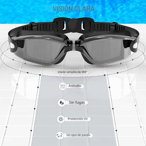 Ambienden Swimming Goggles Men Women for Adults – Anti-Fog HD Lenses, UV Protection, Waterproof, Suitable for Training, Competition and Swimming Pool – Unisex Swimming Goggles with Secure Fit