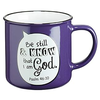 Christian Art Gifts Mug-Be Still and Know-Speech Bubble-Purple (Enamel