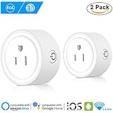 Wifi Smart Plug, ZONKO Wireless Plug Socket -2 Packs, Compatible with Amazon Alexa &amp; Google Home, No Hub Required, App Control Your Devices Anytime Anywhere
