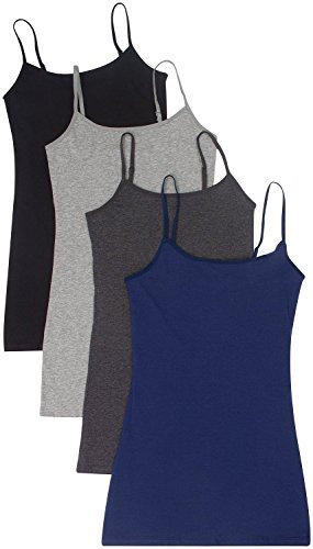4 Pack Active Basic Women's Basic Tank Tops Small Black, Charcoal, H Gray, Navy