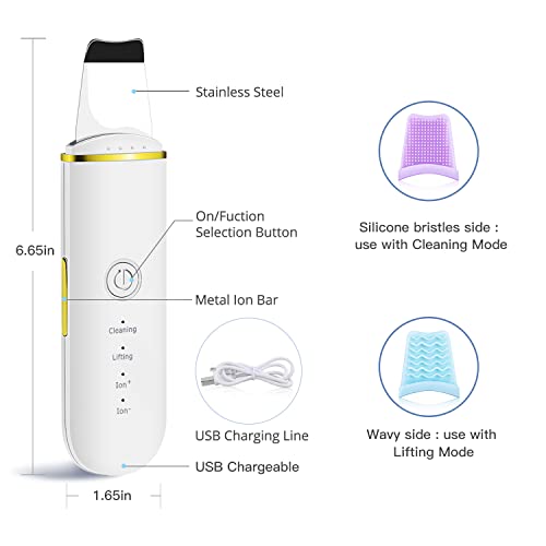 GUGUG Skin Scrubber Skin Spatula, Blackhead Remover, Facial Cleaner with 4 Modes, Skincare Tool