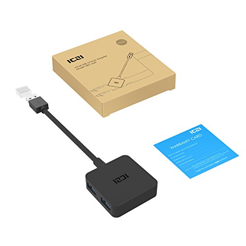 ICZI USB Hub with 4 USB 3.0 Ports, Data Hub for Mac, Windows, and Other Laptops - Black