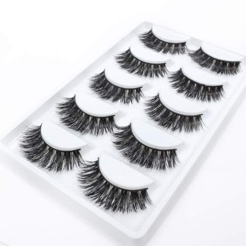 3D Mink False Eye Lashes Beautyorigin Fake Eyelashes 100% Siberian Mink Fur Makeup Wispy Long Cross Thick Reusable Fake Eyelashes 5 Pairs/pack （Style 1）