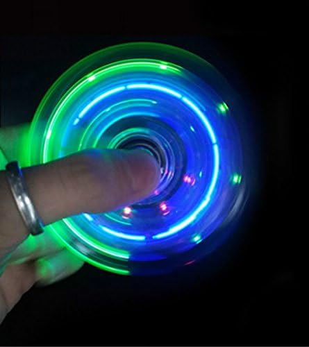 cHongc LED Glow Premium Fidget Focus Spinner Toy Crystal Clear LED Light Colorful Lighting Effects High Speed Hand Fidget Spinner for Stress Relief, ADHD, Anxiety &amp; Rave/EDM (Clear)
