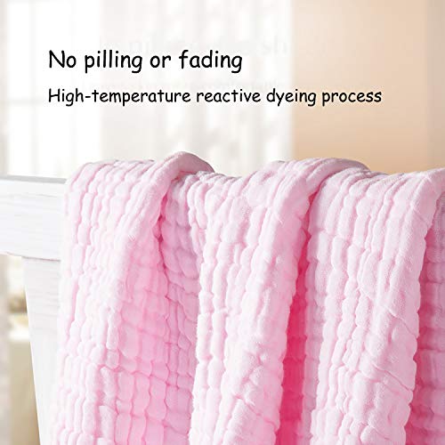 Viviland Baby Muslin Washcloths 12 Pack for Baby's Sensitive Skin, Organic Natural 6-Layer Cotton Bath Towel, Soft Newborn Baby Face Wipes, Great Shower Gift, 12 x 12 inches - Thumbnail 2